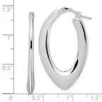 Leslie's Sterling Silver Rhod-plated Polished Oval Hoop Earrings - Image 4