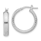 Leslie's Sterling Silver Rhodium-plated Polished and Textured Hoop Earrings
