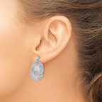 Leslie's Sterling Silver Rhodium-plated Etched Circles Dangle Earrings - Image 3