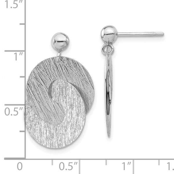 Leslie's Sterling Silver Rhodium-plated Etched Circles Dangle Earrings - Image 4