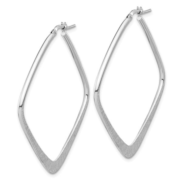 Leslie's Sterling Silver Rhodium-plated Etched Square Hoop Earrings - Image 2
