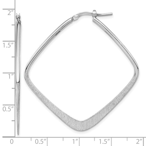 Leslie's Sterling Silver Rhodium-plated Etched Square Hoop Earrings - Image 4