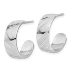 Leslie's Sterling Silver Rh-plated Etched Stripe Hoop Earrings - Image 2
