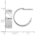 Leslie's Sterling Silver Rh-plated Etched Stripe Hoop Earrings - Image 4