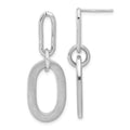 Leslie's Sterling Silver Rh-plated Polished and Satin Oval Dangle Earrings