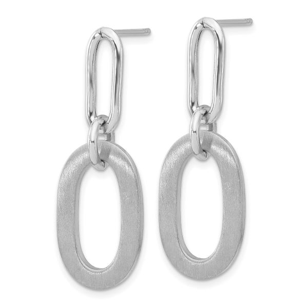 Leslie's Sterling Silver Rh-plated Polished and Satin Oval Dangle Earrings - Image 2