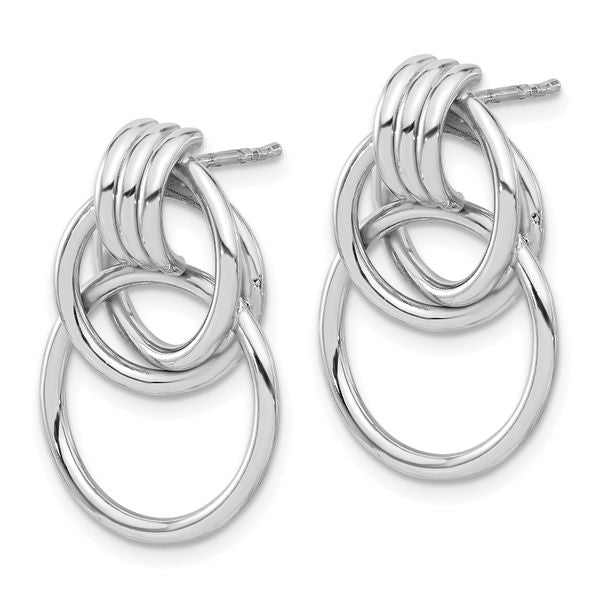 Leslie's Sterling Silver Rh-plated Polished Circle Drop Post Earrings - Image 2