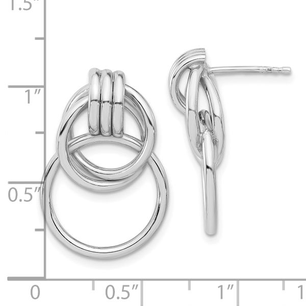Leslie's Sterling Silver Rh-plated Polished Circle Drop Post Earrings - Image 4