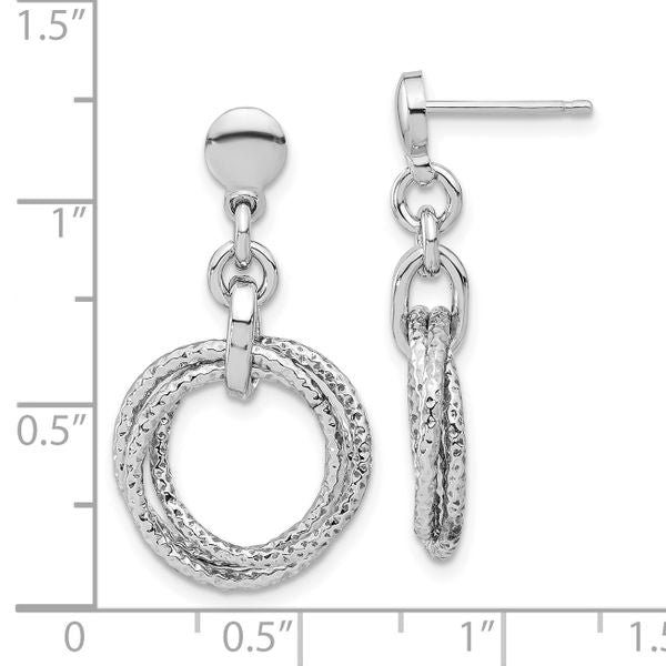 Leslie's Sterling Silver Rhodium-plated Circles Post Dangle Earrings - Image 4
