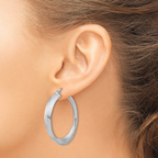Leslie's Sterling Silver Rhodium-plated Large Hoop Earrings - Image 3