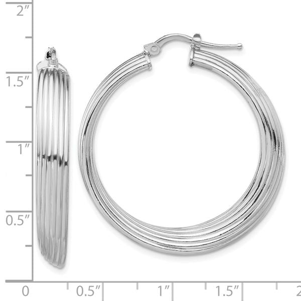 Leslie's Sterling Silver Rhodium-plated Large Hoop Earrings - Image 4