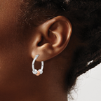 Leslie's Sterling Silver Rhodium-plated and Rose-tone Beaded Hoop Earrings - Image 3