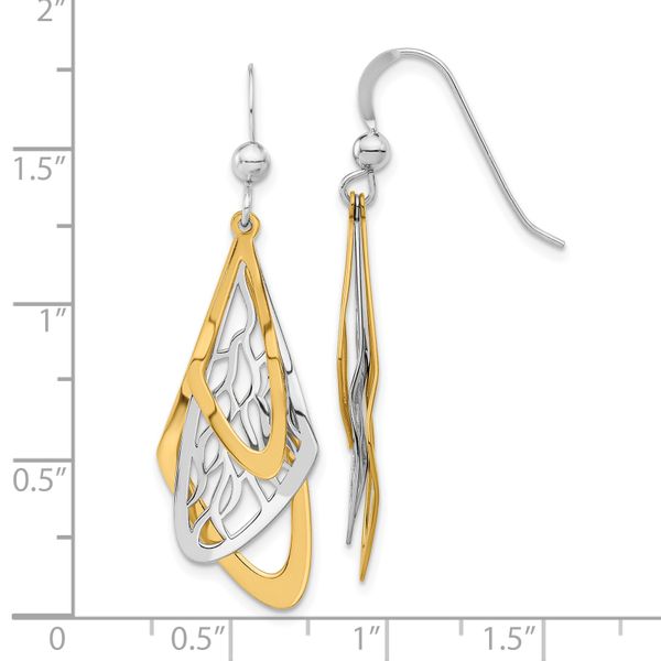 Leslie's Sterling Silver Rhodium-plated and Gold-tone Dangle Earrings - Image 4
