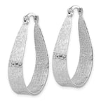 Leslie's Sterling Silver Rhodium-plated Textured Hoop Earrings - Image 2