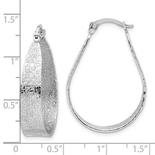 Leslie's Sterling Silver Rhodium-plated Textured Hoop Earrings - Image 4