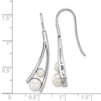 Leslie's Sterling Silver Rhodium-plated FWC Pearl Drop Earrings - Image 4
