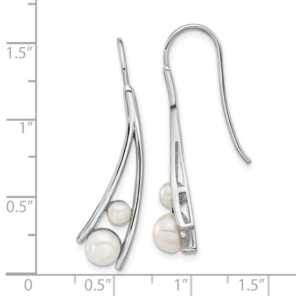 Leslie's Sterling Silver Rhodium-plated FWC Pearl Drop Earrings - Image 4