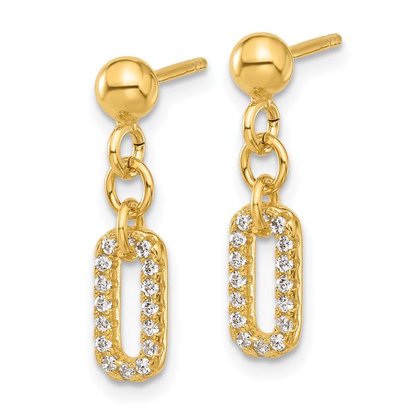 Leslie's Sterling Silver Gold-plated Polished CZ Dangle Post Earrings - Image 2