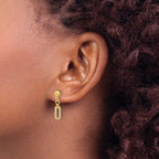 Leslie's Sterling Silver Gold-plated Polished CZ Dangle Post Earrings - Image 3