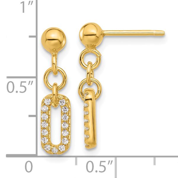 Leslie's Sterling Silver Gold-plated Polished CZ Dangle Post Earrings - Image 4
