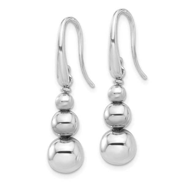 Leslie's SS Rh-plated Polished Beads Shepherd's Hook Dangle Earrings - Image 2