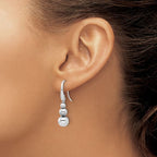 Leslie's SS Rh-plated Polished Beads Shepherd's Hook Dangle Earrings - Image 3