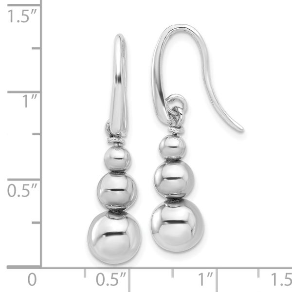 Leslie's SS Rh-plated Polished Beads Shepherd's Hook Dangle Earrings - Image 4