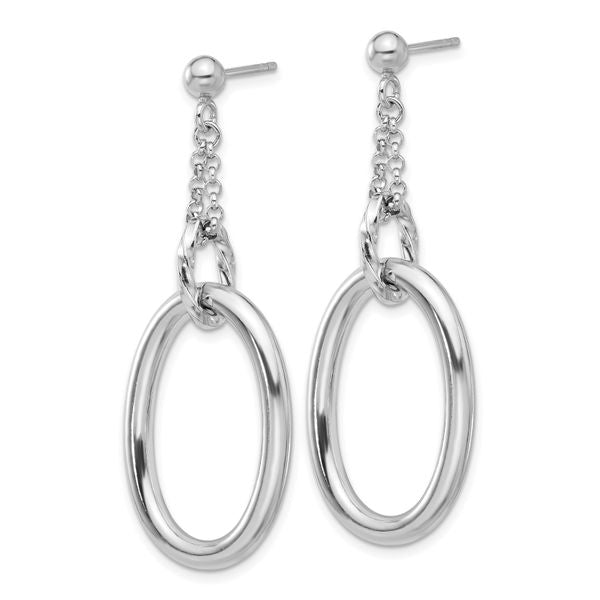 Leslie's Sterling Silver Rh-plated Oval Post Dangle Earrings - Image 2