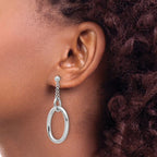 Leslie's Sterling Silver Rh-plated Oval Post Dangle Earrings - Image 3