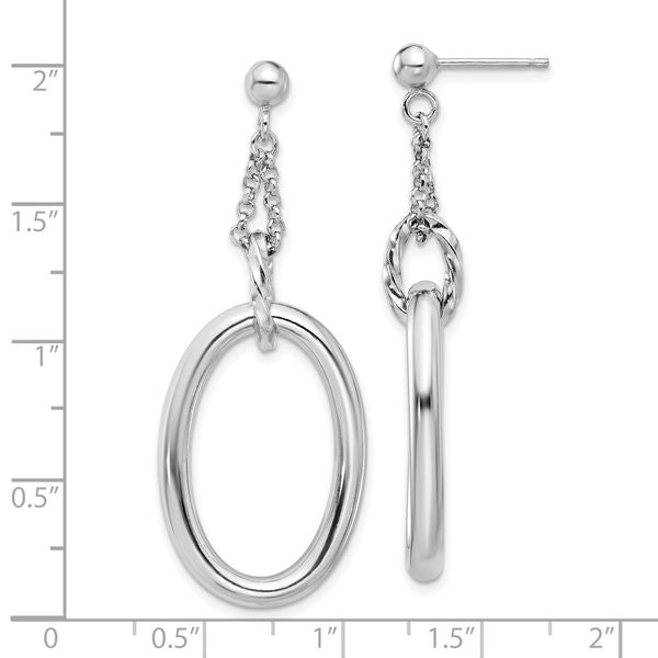 Leslie's Sterling Silver Rh-plated Oval Post Dangle Earrings - Image 4