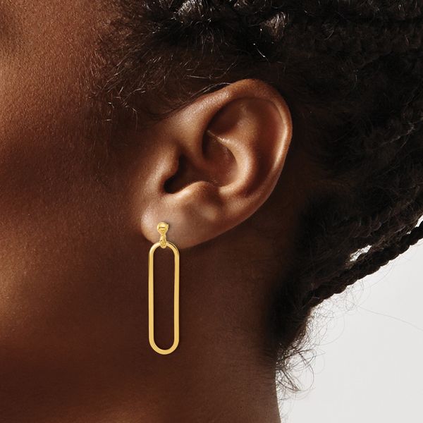 Leslie's Sterling Silver Gold-plated Polished Paperclip Post Dangle Earring - Image 3