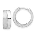 Leslie's Sterling Silver Rhodium-plated Satin and Polished Hinged Hoop Earr