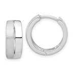 Leslie's Sterling Silver Rhodium-plated Satin and Polished Hinged Hoop Earr