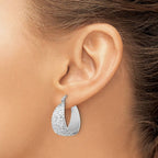 Leslie's Sterling Silver Rhodium-plated Textured Hoop Earrings - Image 3