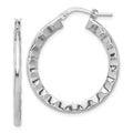 Leslie's Sterling Silver Rh-plated Polished/Hammered Hoop Earrings