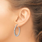 Leslie's Sterling Silver Rh-plated Polished/Hammered Hoop Earrings - Image 3