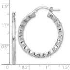 Leslie's Sterling Silver Rh-plated Polished/Hammered Hoop Earrings - Image 4