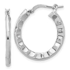 Leslie's Sterling Silver Rh-plated Polished/Hammered Hoop Earrings