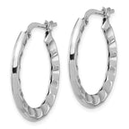 Leslie's Sterling Silver Rh-plated Polished/Hammered Hoop Earrings - Image 2