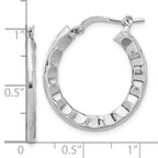 Leslie's Sterling Silver Rh-plated Polished/Hammered Hoop Earrings - Image 4