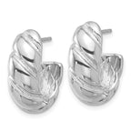 Leslie's Sterling Silver Rh-plated Polished/Grooved Hollow J-Hoop Earrings - Image 2