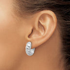 Leslie's Sterling Silver Rh-plated Polished/Grooved Hollow J-Hoop Earrings - Image 3