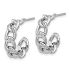 Leslie's Sterling Silver Rh-plated Polished Curb Chain Post C-Hoop Earrings - Image 2