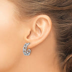 Leslie's Sterling Silver Rh-plated Polished Curb Chain Post C-Hoop Earrings - Image 3