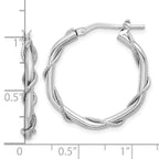 Leslie's Sterling Silver Rh-plated Polished/Textured/Twisted Hoop Earrings - Image 4