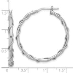 Leslie's Sterling Silver Rh-plated Polished/Textured/Twisted Hoop Earrings - Image 4