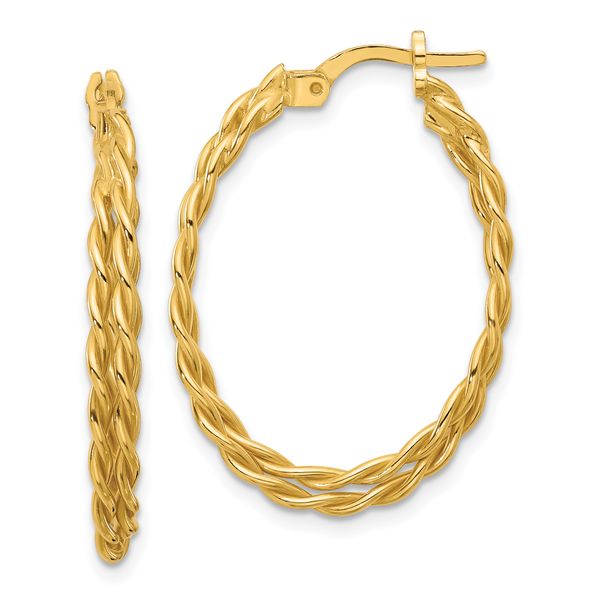Leslie's Sterling Silver Gold-tone Polished Twisted Lrg Oval Hoop Earrings