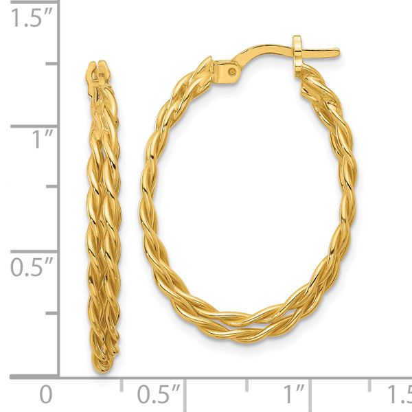 Leslie's Sterling Silver Gold-tone Polished Twisted Lrg Oval Hoop Earrings - Image 4