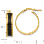 Leslie's Sterling Silver Gold-tone Black Enamel Round Hoop Earrings - Image 4