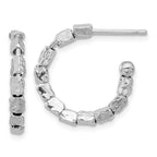 Leslie's Sterling Silver Rh-plated Polished/Hammered J-Hoop Post Earrings